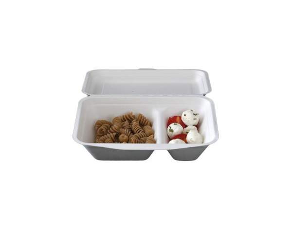 Menübox 2 Fächer aus Cellulose (20,5 cm x 15,3 cm x 6,5 cm / 4,5 cm, 1000 ml)