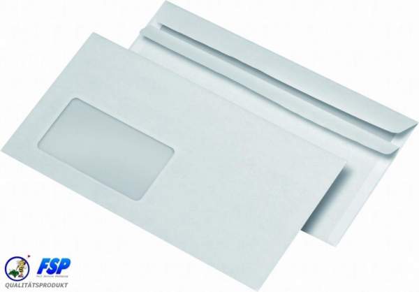 Weiße Briefumschläge mit Fenster | DIN Lang 110x220mm | Selbstklebend | 1000 Stück