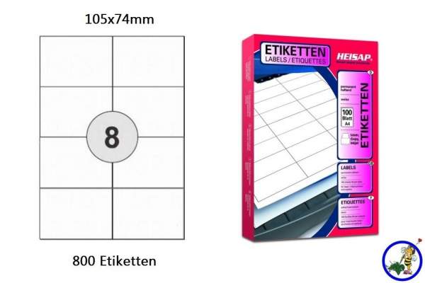 Papier-Etiketten 105x74mm DIN A4 weiß Druckeretiketten Label