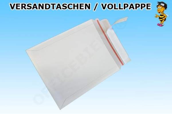 Versandtaschen aus Vollpappe DIN B5+ weiss mit Selbstlebeverschluss