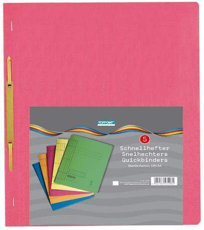 ❗❗ SONDERANGEBOT ❗❗ Schnellhefter A4 Manila Karton RC 250g/m² farbig sortiert Toppoint 5erPack