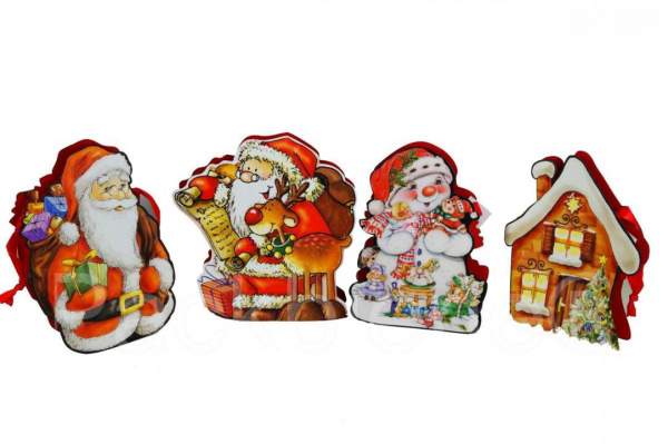 Weinachts-Geschenktaschen Nostalgie 28x18x6cm mit Geschenkanhänger (4 Stück)