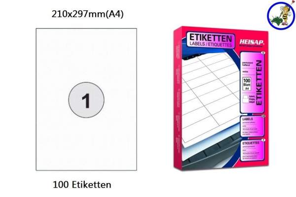 Papier-Etiketten 289,1x199,6mm Selbstklebe-Label 