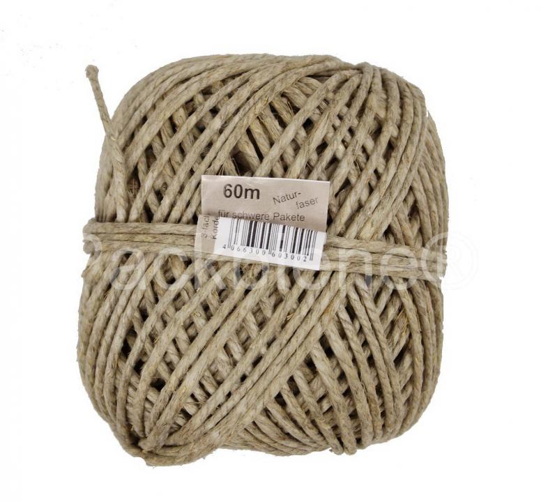 Paketschnur Bindfaden Naturfaser Ø 3mm Knäuel Länge 60m 0,5 kg natur Paketschnur ...