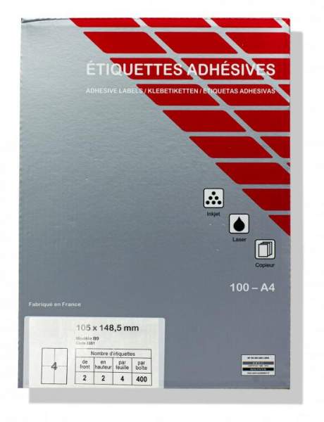 Laserdrucker Etiketten 105x148,5mm Weiß 400 Stück
