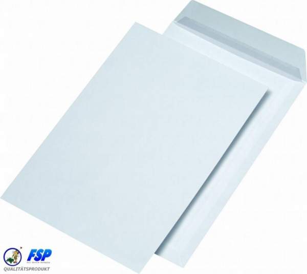 Weiße Briefumschläge ohne Fenster | DIN C4 229x324mm | Haftklebend | 250 Stück