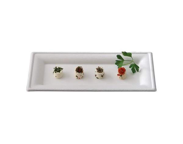 Rechteckiger Design Teller aus Cellulose (26 cm x 13 cm x 1,5 cm)