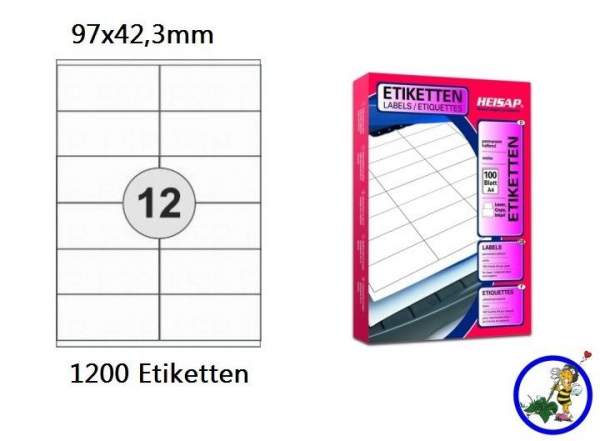 Papier-Etiketten 97x42,3mm DIN A4