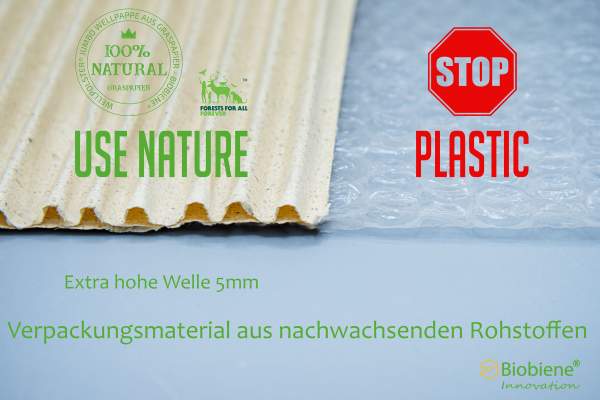 Wellpappe aus Graspapier als Verpackungsmaterial