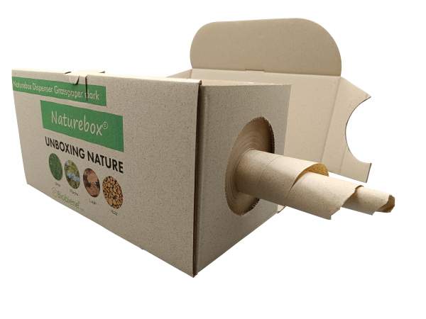 Umweltschonendes-Packmaterial-Packpapier-Dispenser-Graspapier-Dark-375mm-80g